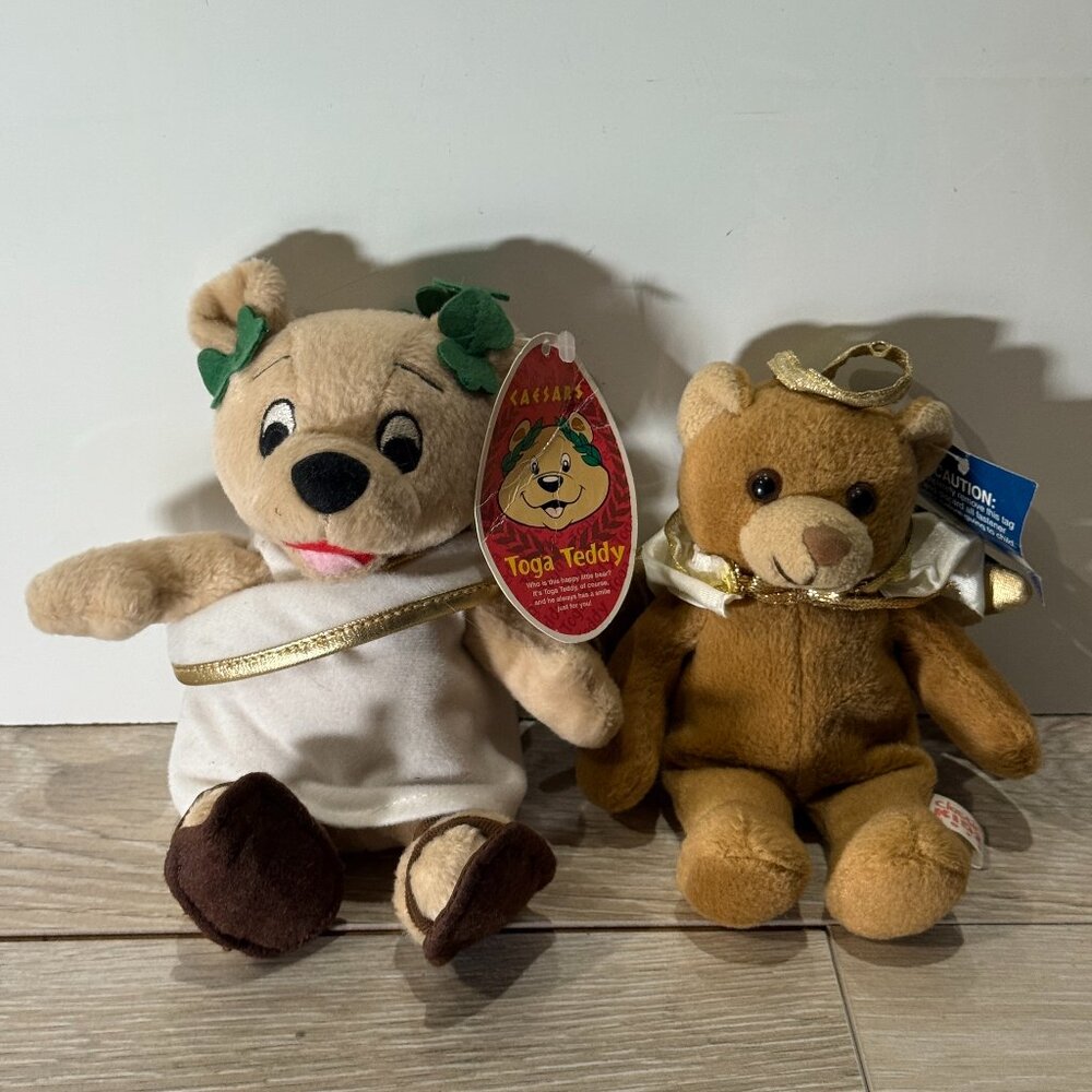 VTG Lot of 2 Monte Carlo Angel Teddy & Caesars Toga Teddy NWT